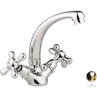 Смеситель для раковины Emmevi Deco Classic 12913/OR с донным клапаном, золотой