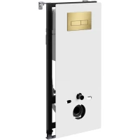 Инсталляция для унитаза WasserKRAFT Abens 20 20TLT.010.ME.WH.MG03 с кнопкой смыва, золотой матовый