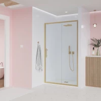 Душевая дверь Veconi Evo E1-G-110-01-C9 110 см, профиль золотой матовый, стекло прозрачное