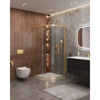 Душевой уголок Cezares Molveno MOLVENO-R-1-90-C-BORO-IV 90x90 см, профиль золотой матовый, стекло прозрачное