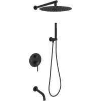 Душевой комплект Oliveeka OL-88939017-MB 300 мм, со смесителем, черный матовый
