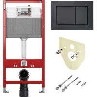 Инсталляция для унитаза Tece TECEnow черный матовый K440407 с кнопкой смыва, черный матовый