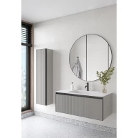 Комплект мебели Armadi Art Quatro Luna Fuga 790-M1-120-RIB-L-A-LED + 793-120-W + 545-100-GM 121 см, подвесной, с подсветкой, серый матовый