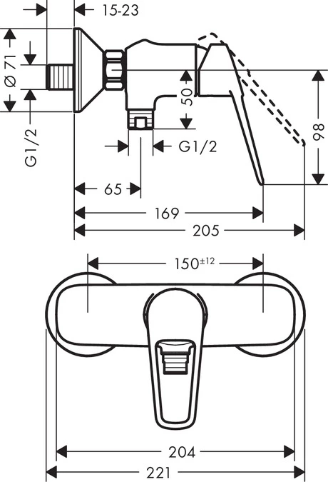 Смеситель для душа Hansgrohe Novus Loop 71360000 - фото 2