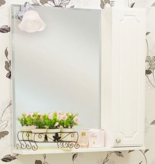Зеркальный шкаф 70х72,8 см белый глянец R Sanflor Ксения H0000000118