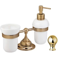 Стакан для зубных щеток с дозатором для жидкого мыла Cezares Aphrodite APHRODITE-TDTP-03/24 настольный, золотой