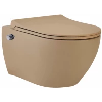 Унитаз подвесной beWash Bogen 88343673 безободковый, с функцией биде, с сиденьем микролифт, бежевый матовый