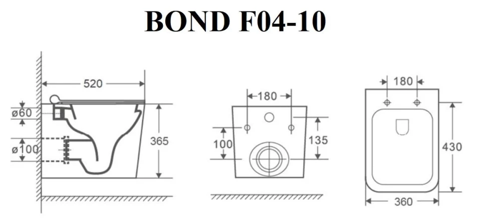 Подвесной безободковый унитаз с сиденьем микролифт Bond F04-10 - фото 7