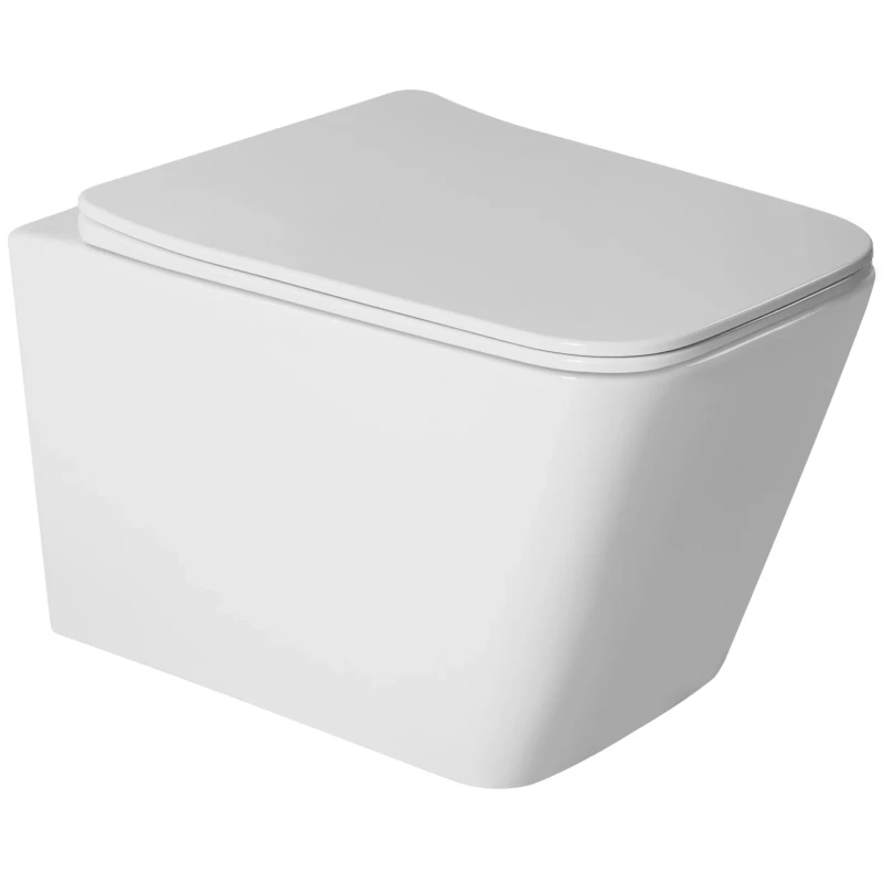 Унитаз подвесной Bond Cube F04-10 безободковый, с сиденьем микролифт, белый глянец