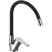 Смеситель для кухни Voda Tide TD519B с гибким изливом, хром/черный