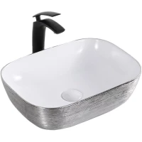 Раковина-чаша CeramaLux D1333H131 46x33 см, накладная, белый/серебряный