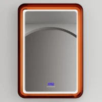 Зеркало Abber Kristall AT6701Opal 55x80 см, с LED-подсветкой, сенсорным выключателем, часами, коричневый