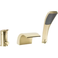 Смеситель на борт ванны Rea Riven REA-B0494 с душевым гарнитуром, золотой матовый