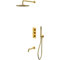 Душевой комплект Whitecross Y YSET11GLB 300 мм, с термостатом, золотой матовый