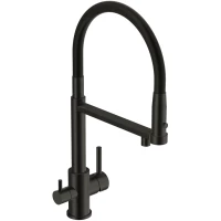 Смеситель для кухни Cersanit Zen A68250 с подключением к фильтру, гибким изливом, черный матовый