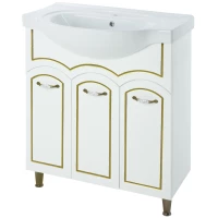 Тумба с раковиной белый глянец золотая патина 70 см Bellezza Амелия 4630311000381 + 4690311008978
