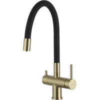 Смеситель для кухни Gappo G4398-33 с подключением к фильтру, гибким изливом, золотой матовый
