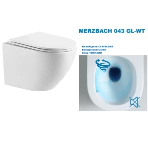 Изображение товара унитаз подвесной weltwasser merzbach 043 gl-wt безободковый, торнадо, с сиденьем микролифт, белый