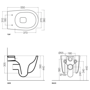 Изображение товара унитаз подвесной axa eva a-sound wcwh8801701 безободковый, с сиденьем микролифт, белый глянец