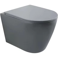 Унитаз подвесной Veconi Ando VAN-48TGR безободковый, торнадо, с сиденьем микролифт, серый матовый
