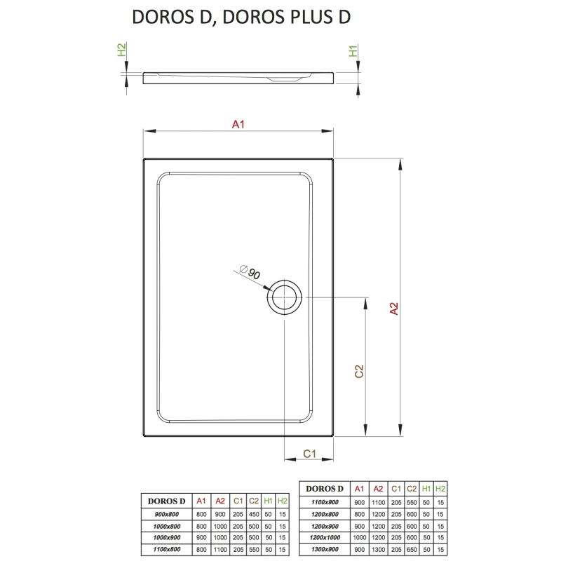 Акриловый поддон 100x80 см Radaway Doros D SDRD1080-01