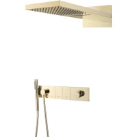 Душевой комплект Boheme Zodiac 132-G 230 мм, со смесителем, золотой