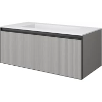 Тумба с раковиной Armadi Art Quatro Luna Fuga 790-M1-100-L-RIB-A-LED + 793-100-W 100 см, подвесная, с подсветкой, серый матовый