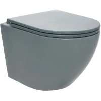 Унитаз подвесной AQUAme AQM2002MGR безободковый, с сиденьем микролифт, серый матовый