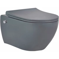 Унитаз подвесной beWash Bogen 88343680 безободковый, с функцией биде, с сиденьем микролифт, антрацит матовый