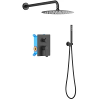 Душевой комплект Aquatek Оберон AQ1272MB 250 см, со смесителем, черный матовый