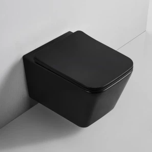 Изображение товара унитаз подвесной bond cube f04-108 безободковый, с сиденьем микролифт, черный матовый