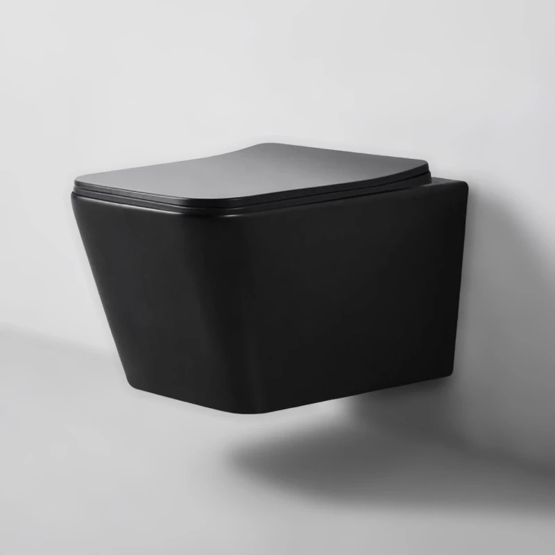 Унитаз подвесной Bond Cube F04-108 безободковый, с сиденьем микролифт, черный матовый