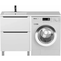 Тумба под раковину Uperwood Tanos 291120334 58 см, напольная, над стиральной машиной, белый матовый/графит матовый