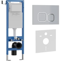 Инсталляция для унитаза Iberica Blanca Silencio Mini Esti-Q IB.001M.834 с кнопкой смыва, матовый хром/хром/матовый хром