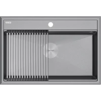 Кухонная мойка Paulmark Stepia PM117551-GRM 75x51 см, серый металлик