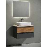 Комплект мебели Sancos Delta DL80GR + TT80A2X + CN5021 + SQ800 80 см, подвесной, дуб красный/графит матовый