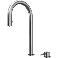 Смеситель для кухни Paulmark Estetica Es218006-BS с подключением к фильтру, выдвижным изливом, нержавеющая сталь