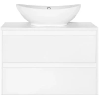 Тумба под раковину Style Line Монако ЛС-00000634 80 см, подвесная, со столешницей, осина белая/белый лакобель