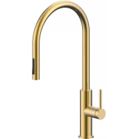 Смеситель для кухни Paulmark Senso Se215180-LG сенсорный, с выдвижным изливом, светлое золото