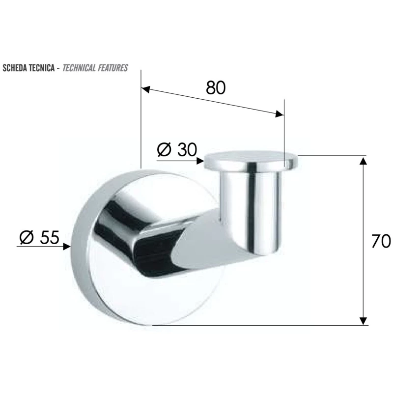 Крючок Remer Guest GS50NPO для ванны, никель матовый