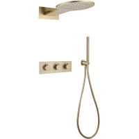 Душевой комплект Abber Wasser Kreis AF8151G 300 мм, с термостатом, золотой матовый