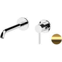 Смеситель для раковины Remer Metrica MC15PBG встраиваемый, без донного клапана, золотой матовый