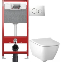 Комплект подвесной унитаз Geberit Smyle Square 500.683.01.1 + система инсталляции Tece 9300302 + 9240921