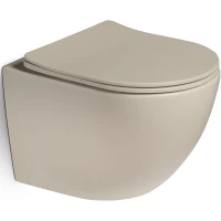 Унитаз подвесной SantiLine SL-5101 безободковый, с сиденьем микролифт, бежевый матовый