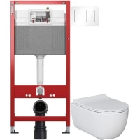 Комплект подвесной унитаз Ambassador Abner 103T20001R-102T20001S + система инсталляции Tece 9400413