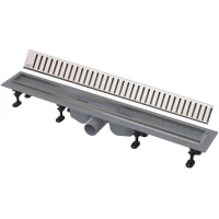 Душевой трап (лоток) AlcaPlast APZ22 Pure APZ22-850 + PURE-850M 84,4 см, с решеткой, перфорированный, нержавеющая сталь