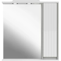 Зеркальный шкаф ASB-Mebel Мирано 12259 72x75 см R, с подсветкой, выключателем, слоновая кость/шиншилла серая