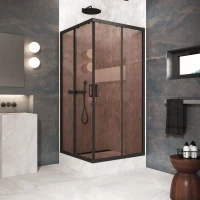 Душевой уголок Vegas Glass ZA Protec h1900 110 02M 05 110x110 см, профиль черный матовый, стекло бронза