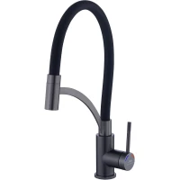 Смеситель для кухни Fashun A54033-17 с гибким изливом, оружейная сталь