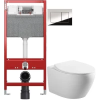 Комплект подвесной унитаз Art&Max Elegant AM9316CHR/SC + система инсталляции Tece 9300302 + 9240401